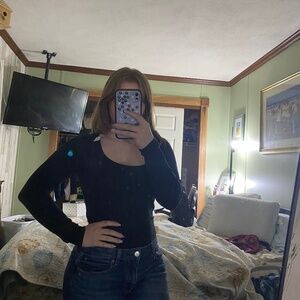aerie black bodysuit